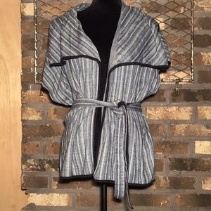 Dana Buchman herringbone belted jack black gray XL
